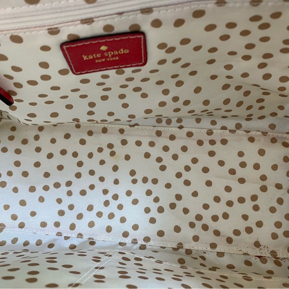 Kate Spade Red Leather Wellesley purse detachable cross-body strap gold hardware - Picture 6 of 11